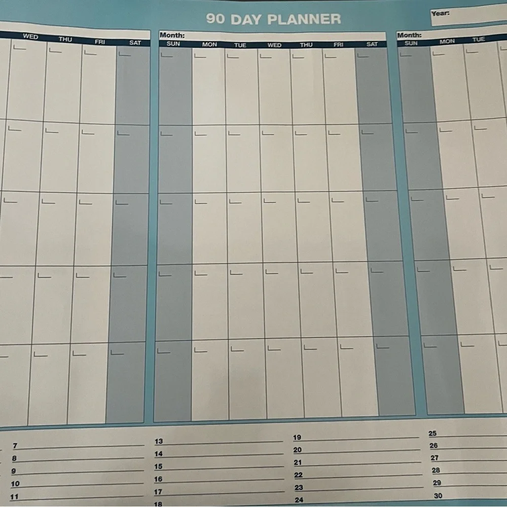 90/120 Day Horizontal Laminated Wall Planner - White